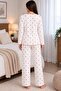 Women's Heart Patterned Soft-Textured Brushed Inside Winter Cotton Long Sleeve Relaxed Fit Pajama Set - 2