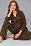 Women's Comfortable Patterned Buttoned Coffee Pajama Set 827