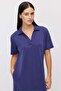 Women's Polo Collar Maxi Dress with Pockets - 6