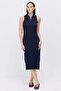 Women's Polo Collar Sleeveless Brown Midi Dress - 2