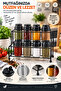 Metal Stand 8-Piece Double-Lid Glass Spice Jar Set - Salt Shaker, Pepper Shaker, Spice Set - 2