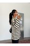 Shoulder Button Detail Striped Sweater - White - 2
