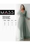 Women's Double Breasted Collared Long Tulle Dress with Belt - 2