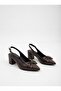 Beren Women's Brown Bow Tie Open Back 5 cm Heeled Shoes