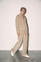 Women's Beige Velvet Zippered Double Tracksuit Set