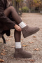 Women's Thick Sole Fur Lined Ankle Boots Tefis Mink Suede - 2