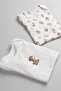 Set of 2 Embroidered Ribbed Knit Baby and Children's Envelope Collar Snap Fastener Bodysuits - 4