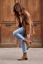 Women's Pointed Toe Cowboy Boots with Gold Detail and Heel in Kenor Tan Suede - 4
