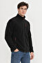 Men's Black Softshell Fleece Standard Full Zipper 3 Pocket Men's Fleece Cardigan - 3