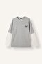 Boxy Fit Crew Neck Printed Long Sleeve T-Shirt H9201Ax26Au - 5