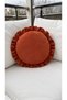 İnci Vintage Ruffled Tile Round Cushion with Internal Filling - 4