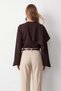 Women's Brown Crew Neck Wide Cut Design Blouse with Self-Shawl Detail Alc-X14420 - 5