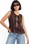 Mixray Ruffled Front Lace-Up Blouse
