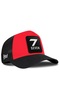 Black-Red Trucker Hat with Number 7 Logo