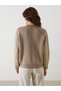Beige Crew Neck Diamond Patterned Women's Knitwear Sweater - 4