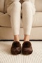 Women's Bitter Brown Pompom Detailed Plush Winter House Slippers 3 cm Byndtpwrpon01 - 3
