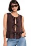 Mixray Ruffled Front Lace-Up Blouse - 5