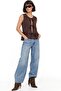 Mixray Ruffled Front Lace-Up Blouse - 2