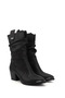 Women's Black Pointed Toe Thick Heeled Cowboy Boots - 3