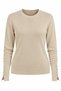 Beige round neck pullover sweater with drop sleeves