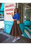 Bitter Brown High Waist Pleated Midi Length A-Line Long Skirt - 6