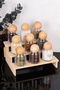 9-Piece Wooden Ball Lid Set - Glass Spice Jar Set with Removable Bamboo Stand and Transparent Labels, Storage Jar 300 ml - 7
