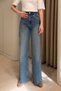 Staple Detailed Wide Leg Jeans - Dark Navy Blue - 5