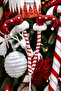 Christmas Ornament Glittered Inverted Leg Branch Red White 75 cm