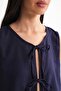 Mixray Ruffled Front Lace-Up Blouse - 5