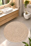 Cotton Woven Water Absorbent Bath Mat, Bathroom Carpet Royal 120 X 120 cm Beige