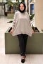 Square Patterned Mercerized Combination Tunic with Sleeves - 4
