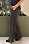 Slim Ribbed Loose Trousers with Elastic Waist at the Back and Front Zipper - 2