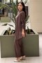 Crochet Knitwear Asymmetrical Tunic Pants Set - 3