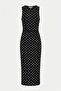 Women's Draped Polka Dot Detailed Slit Midi Black Dress
