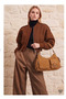 Suede Clara Style Trend Multi-Compartment Women's Hand and Shoulder Bag Brown - 3