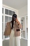 Multicolored Velvet Collar Plaid Pattern Jacket - 3880 - 3