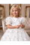 Girl's White Evening Dress 3D Rose Detailed Tulle Lined Holiday Dress Summer 1-5 Years Old - 4