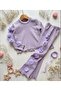 Rose Detailed Ribbed Girls' Camisole Top and Bottom Set