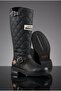 Women's Zippered Quilted Pattern Boots Real Leather 102 15935 Z Harley Black - 2