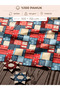 100% Cotton Satin Patchwork Fabric – 155X100 cm – Red Navy Blue Square Pattern
