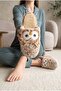 Women's Owl Patterned, Soft, Plush, Winter House Slippers - 5