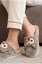 Women's Owl Patterned, Soft, Plush, Winter House Slippers - 5