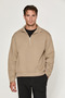 Ceremino Men's Half-Zip Mink - Beige Sweatshirt - 3