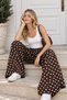 Women's Polka Dot Wide Leg Wrinkled Fabric Skirt Trousers - 7