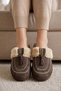 Women's Brown Suede Lace Detailed Furry House Slippers 3 cm Byndmtfkurkbagcik - 3