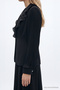 Elegant Black Suit with Ruffle Collar and Brooch Detail 1800 - 6