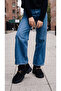 Black Color Buckle Detailed Women's Loafer Boots