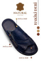 Genuine Real Leather Men's Slippers Lightweight Slippers Leather 3d Navy Blue - 7