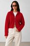 Red Hooded Double Zipper Women's Knitwear Cardigan Mg2893