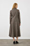 Waist-Fitted Woolen Jacket - Brown - 8